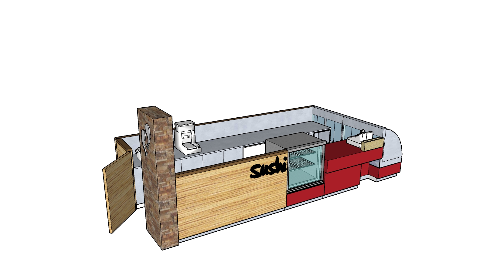 Sushi Kiosk Darwin 3D model by Hodgkison Darwin Architects