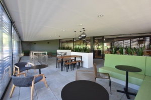 Corporate outdoor cafe seating designed by Hodgkison Architects Adelaide