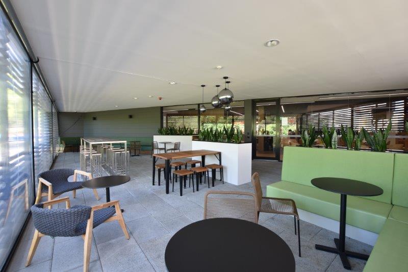 Corporate outdoor cafe seating designed by Hodgkison Architects Adelaide